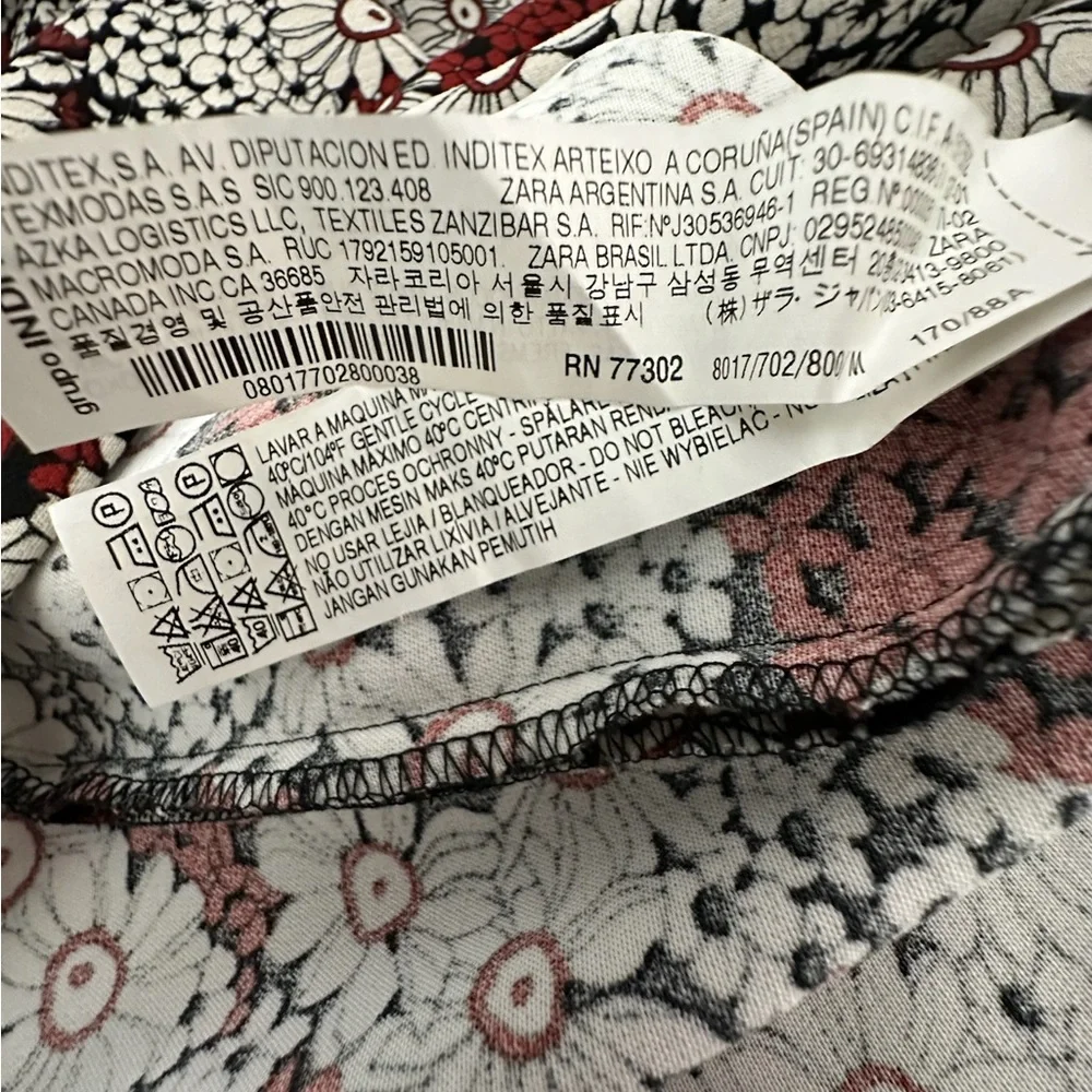 Zara Woman Red Black White Floral Daisy Mini Dress Size Medium Blogger Favorite - Picture 6 of 13